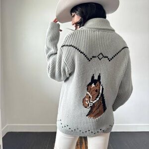 Vintage millerourwear 1970 Gray Horse Pattern Sweater